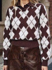 Argyle Pattern Collared Sweater