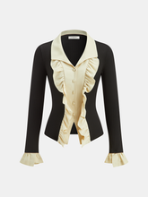 Ruffled Collared Button Front Blouse