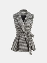 Houndstooth Tweed Belted Vest
