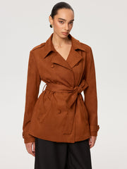 Suede Belted Trench Coat