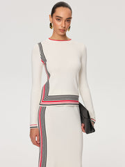 Striped Wool-Blend Knit Top