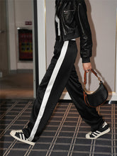 Side Striped High-Waisted Satin Sweatpants