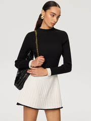 Color-Block Ribbed Knit Mini Dress