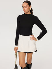 Color-Block Ribbed Knit Mini Dress