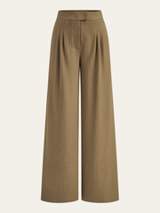 Pleated Pinstriped Wide-Leg Pants