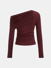 Asymmetric Draped One-Shoulder T-Shirt