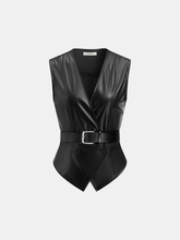 Faux Leather Belted Vest