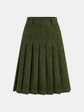 Pleated Corduroy Midi Skirt