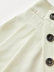 Asymmetric Button Mid-Waist Wide-Leg Pants