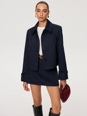 Collared Cotton Blend Jacket