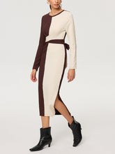 Cross-Tie Textured Color-Block Maxi Dress