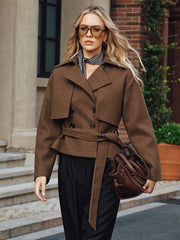 Belted Double-Breasted Tweed Coat