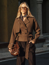 Belted Double-Breasted Tweed Coat
