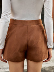 High-Waist Suede Effect Shorts
