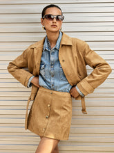 Decor Button Suede Effect Mini Skirt