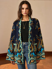 Paisley Print Belted Cardigan