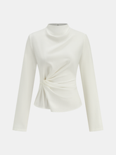 Long-Sleeve Twist Mock Neck Top