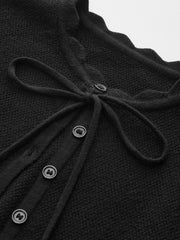 Tie Neck Button Fitted Cardigan