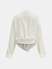 Collared Twisted Front Long Sleeve Shirt
