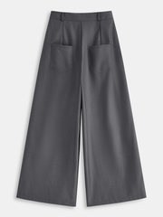 Button Front High-Waisted Wide-Leg Pants