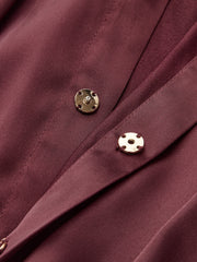 Collared Draped Satin Long Sleeve Bodysuit