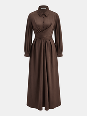 Wrap-Front Tie-Back Shirt Dress