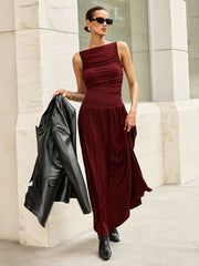 Ruched Sleeveless Maxi Dress