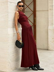 Ruched Sleeveless Maxi Dress