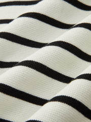 Denim Panel Striped Knit Shirt