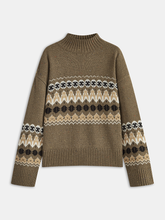 Wool Blend Fair Isle Pattern Sweater