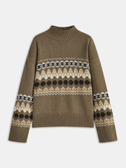 Wool Blend Fair Isle Pattern Sweater