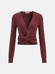 V-Neck Twist-Front Sweater