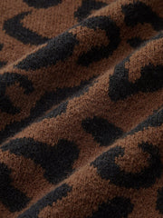 Metal Button Leopard Print Knit Top