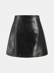 Contrast Pleated Faux Leather Mini Skirt