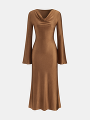 Cowl Neck Flared Sleeve Maxi Dress
