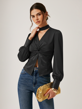 Satin Twisted Front Cropped Blouse