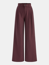 Asymmetric Waistband Pinstripe Wide-Leg Pants