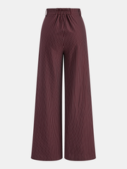 Asymmetric Waistband Pinstripe Wide-Leg Pants