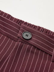 Asymmetric Waistband Pinstripe Wide-Leg Pants