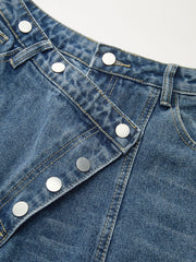 Denim Asymmetric Button Pants