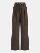 Mid-Waist Pinstripe Belted Pants