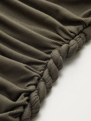 Braided Rope One-Shoulder Ruched Mini Dress