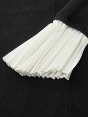 Contrast Pleated Cuff Mock Neck Sweater