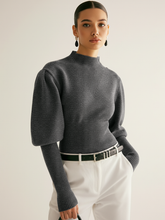 Leg-Of-Mutton Sleeve Button Detail Sweater