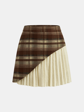 Plaid Asymmetric Pleated Mini Skirt