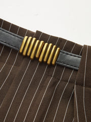 Belted Striped Smart Pants