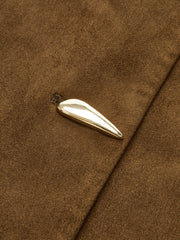 Metal Button Suede Effect Vest