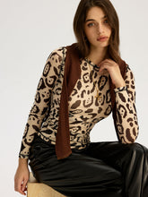Leopard Print Mesh Long Sleeve Top