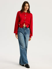 Heart Shape Button Sweater