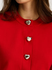 Heart Shape Button Sweater